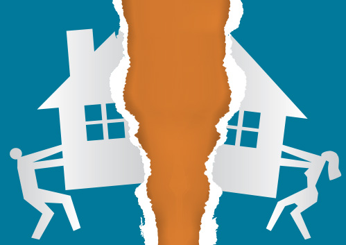 Illustration of couple dividing property